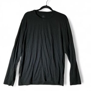 Icebreaker Merino Wool Long Sleeve Shirt Mens XL Black Crew Neck Base Layer